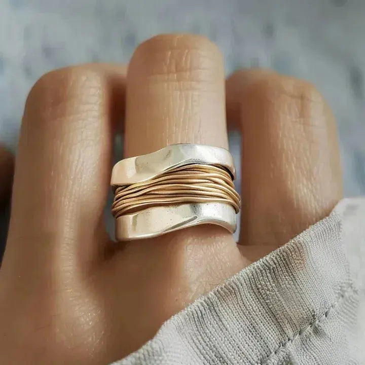 Sterling Silver Ring with Gold Wire