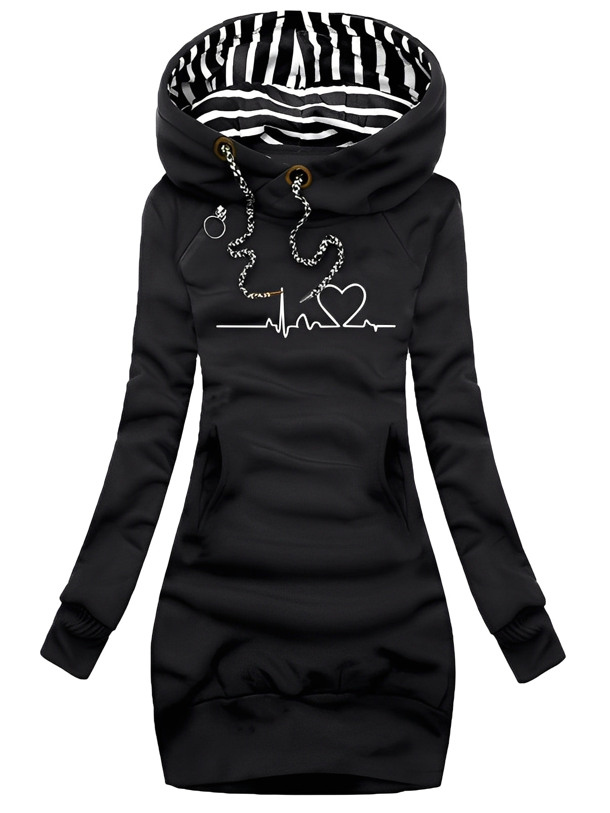 Roxanne - Abito in maglia casual stampata con cappuccio per le donne