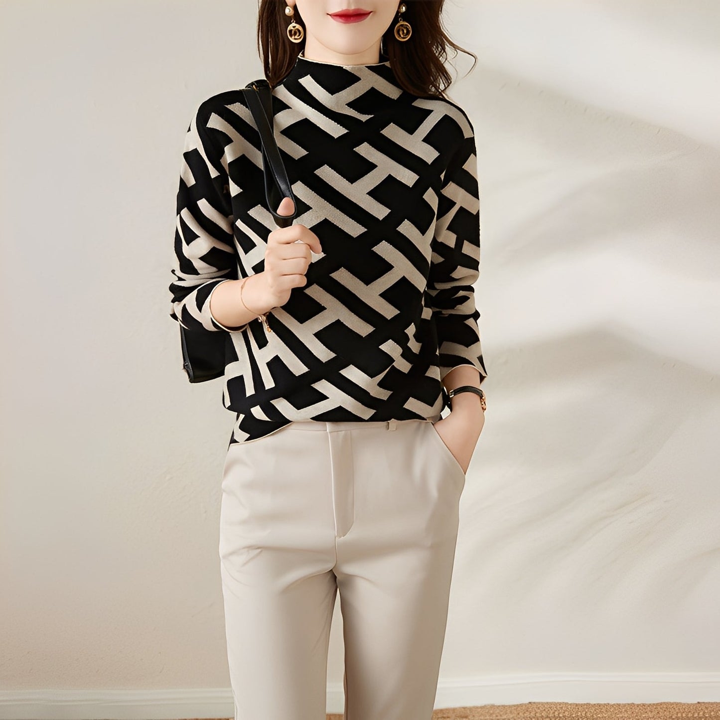 Eleanor - Maglia a maniche lunghe con stampa elegante per donne