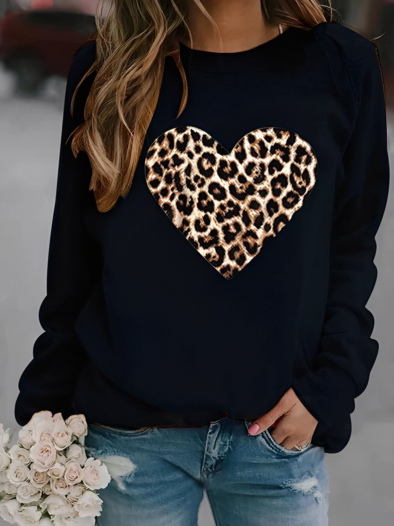 Daniella - Maglione casual con motivo a cuore per donne