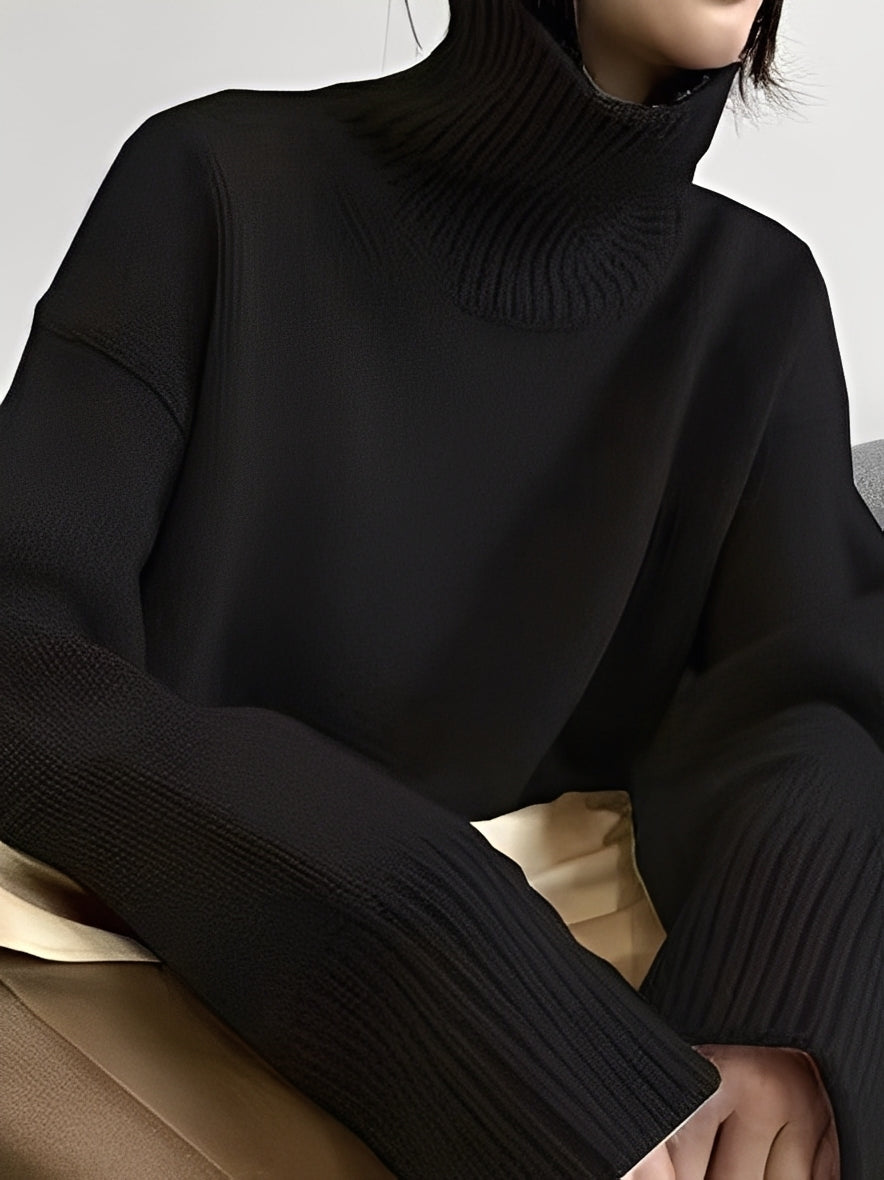 Adrienne - Elegante maglione a collo alto in cashmere dal taglio morbido