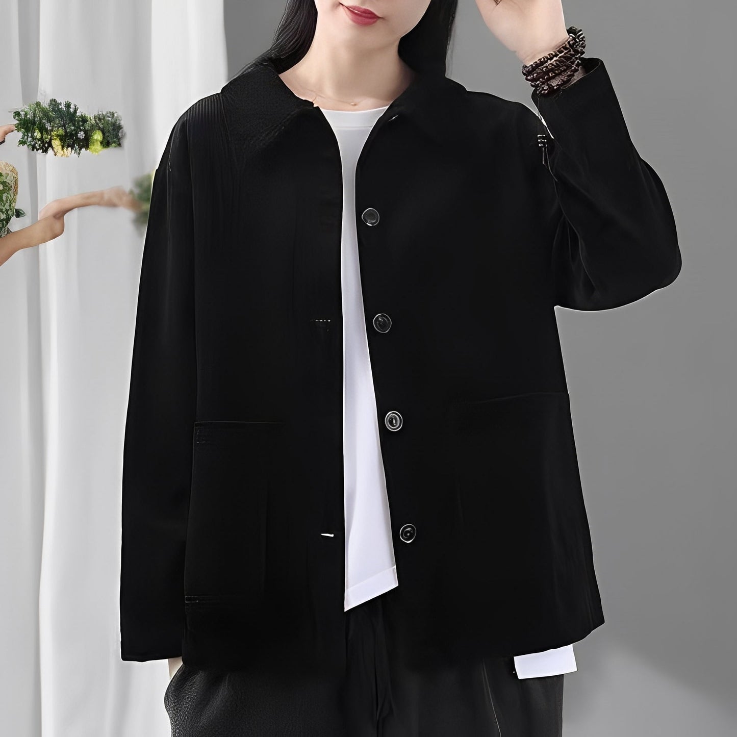 Chloe - Giacca in velluto a coste casual con tasche per donne
