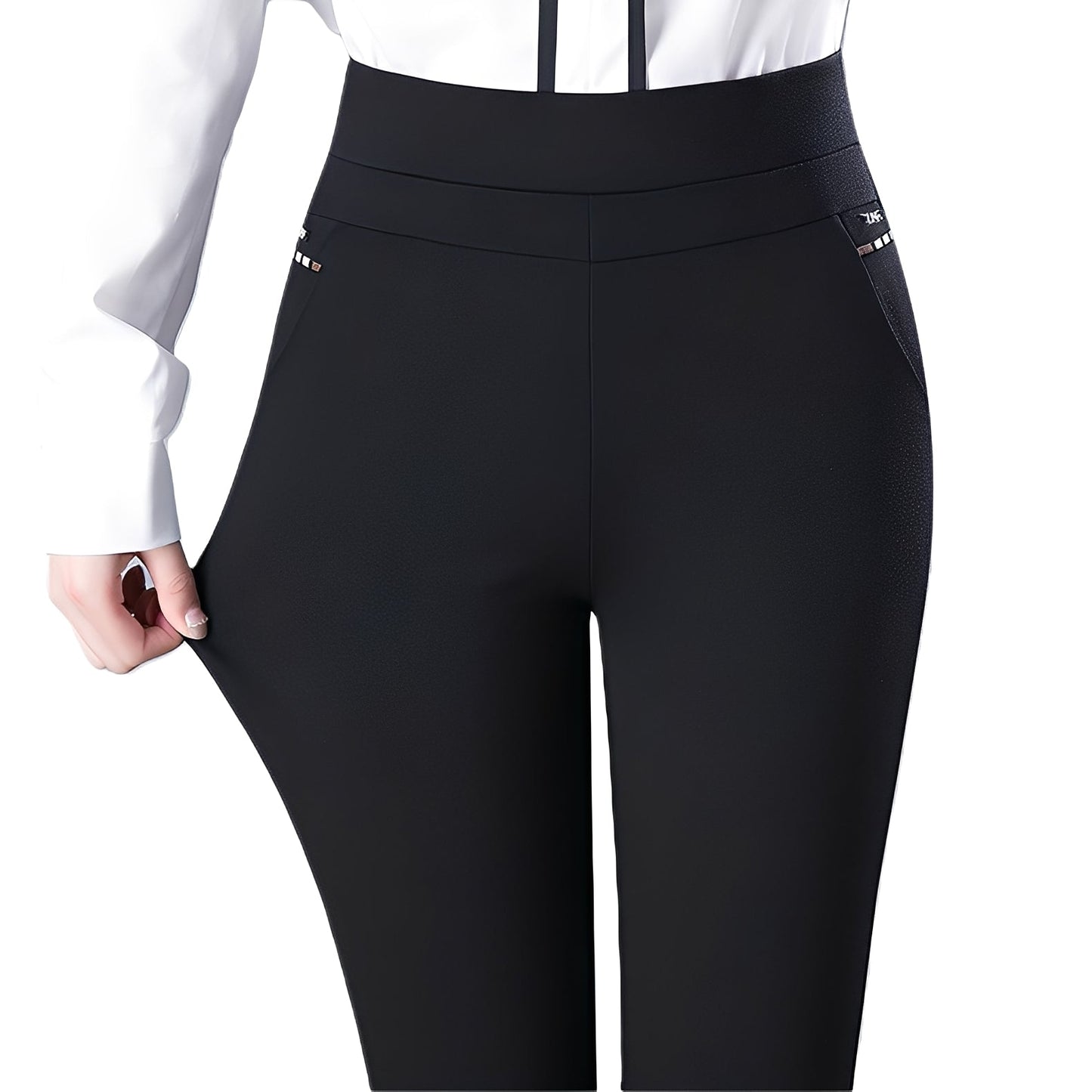 Wenda - Pantaloni a vita alta con elastico per le donne