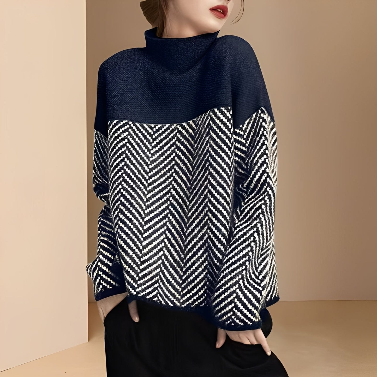 Antonia - Elegante maglia a maglia patchwork per donne