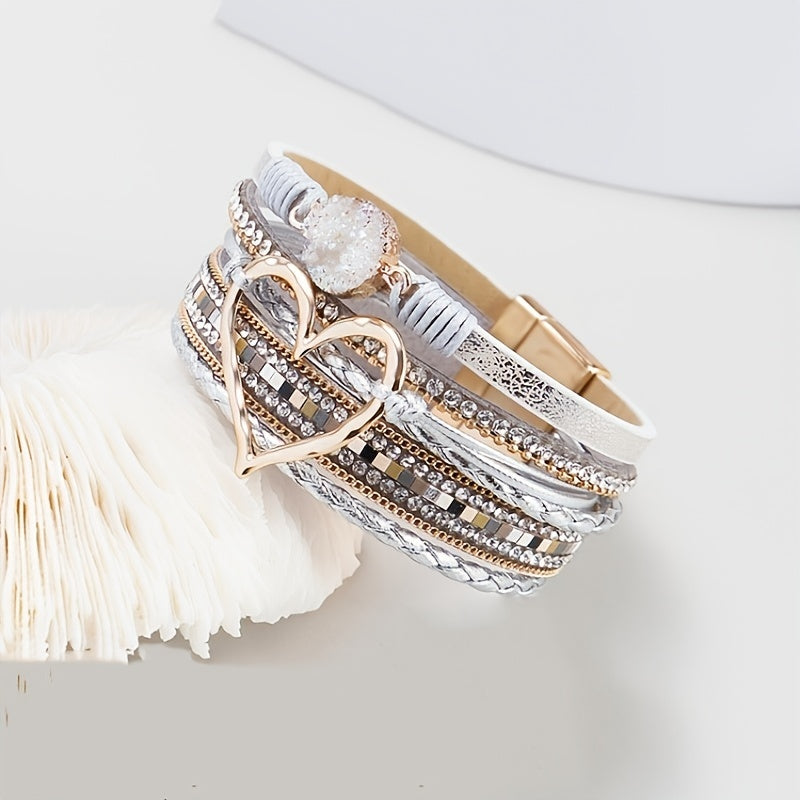 Bracciale in pelle multistrato stile Boho