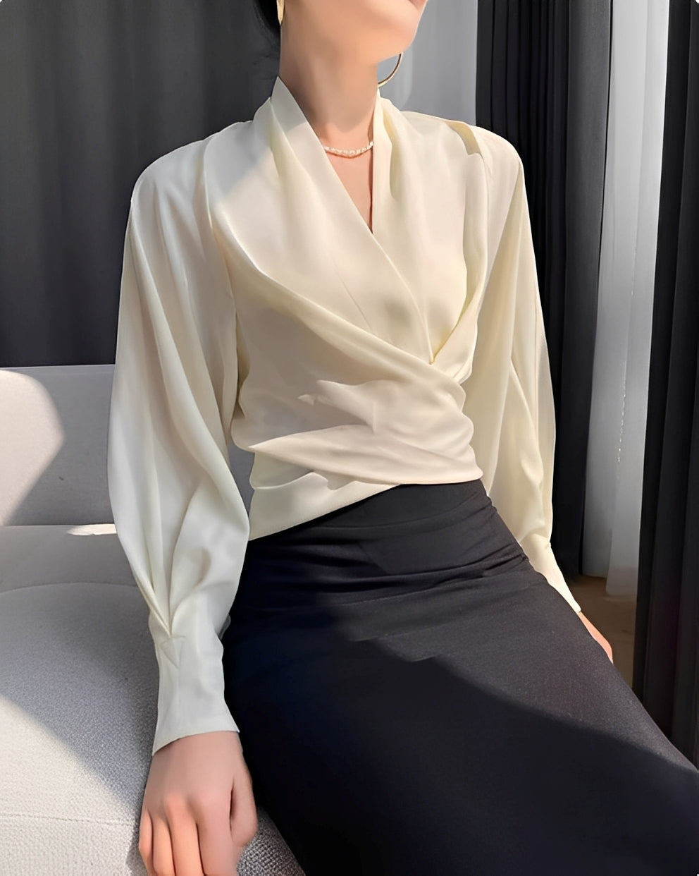Annora - Elegante camicia di raso a maniche lunghe per le donne