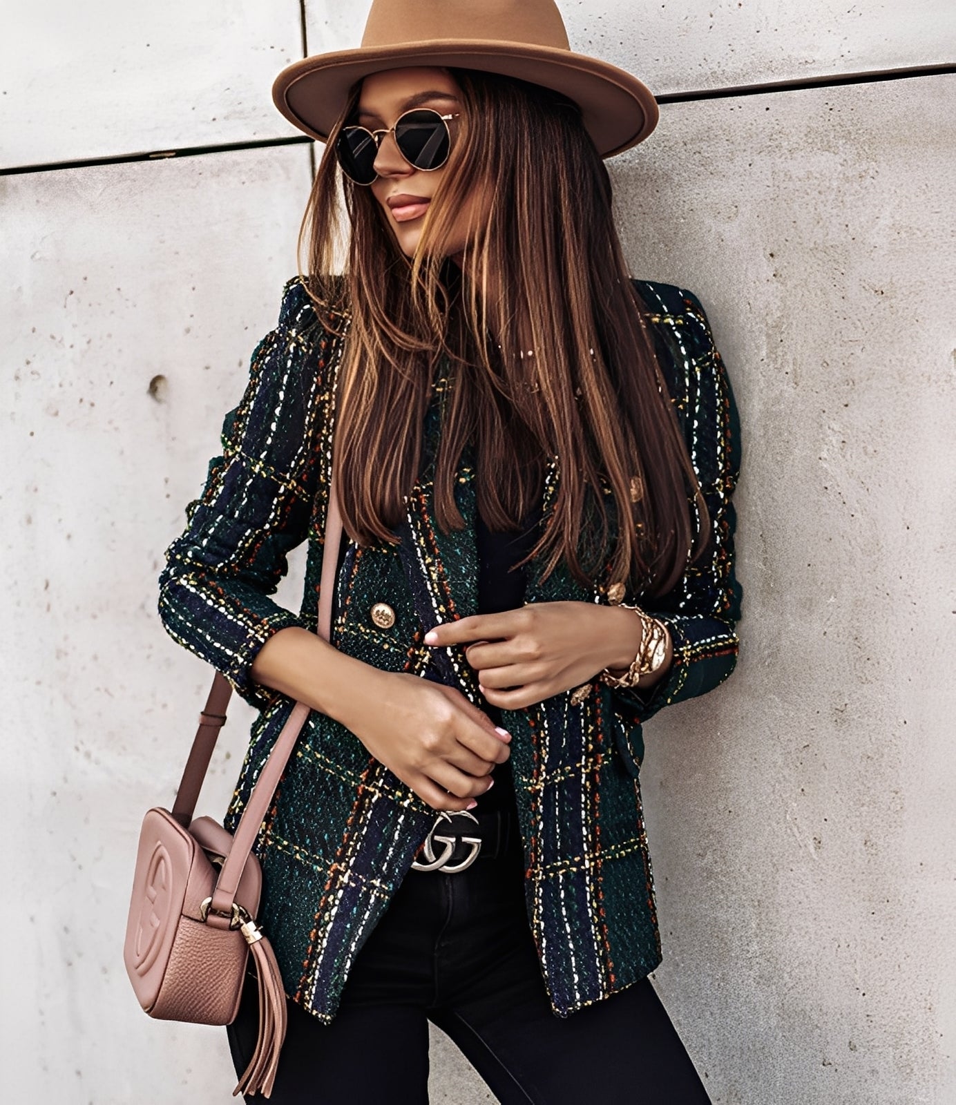 Cheri - Elegante blazer slim fit con motivo a quadri per donne