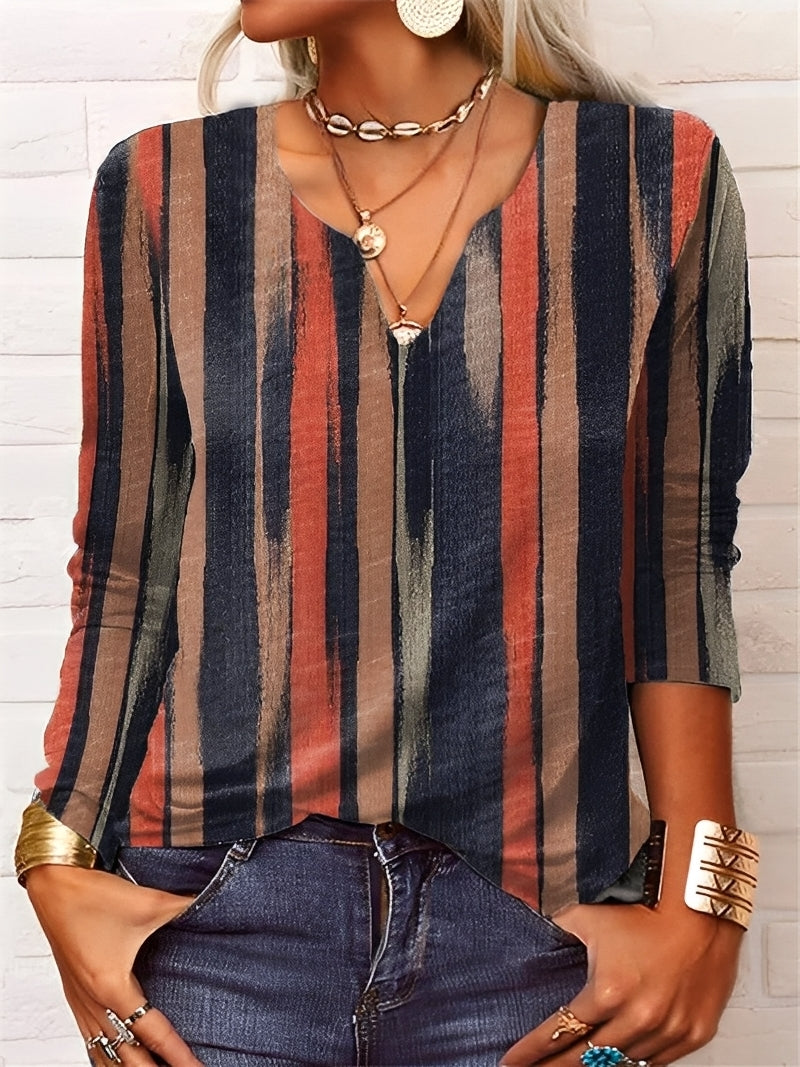 Denise - Blusa boho con scollo a V e bottoni per donne