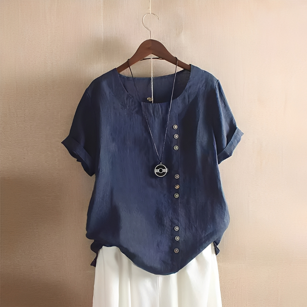 Corrine - Blusa classica in lino un'ampia vestibilità per le donne