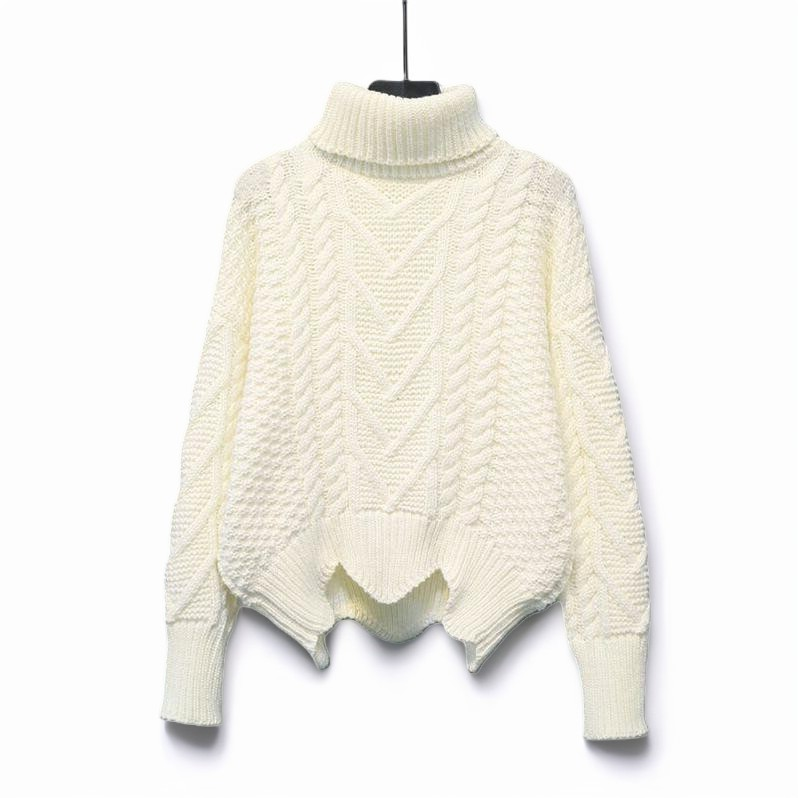 Catrina - Maglione casuale e caldo a collo alto in maglia per donne