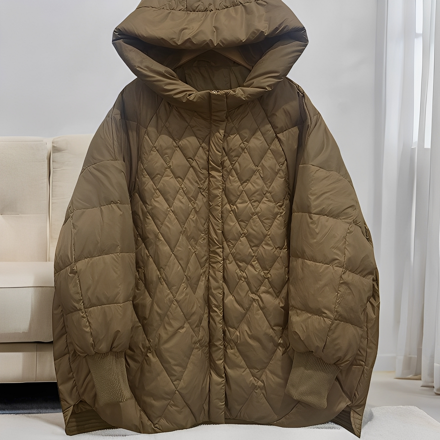 Abigail - Cappotto invernale casual in piuma con cerniera per donne