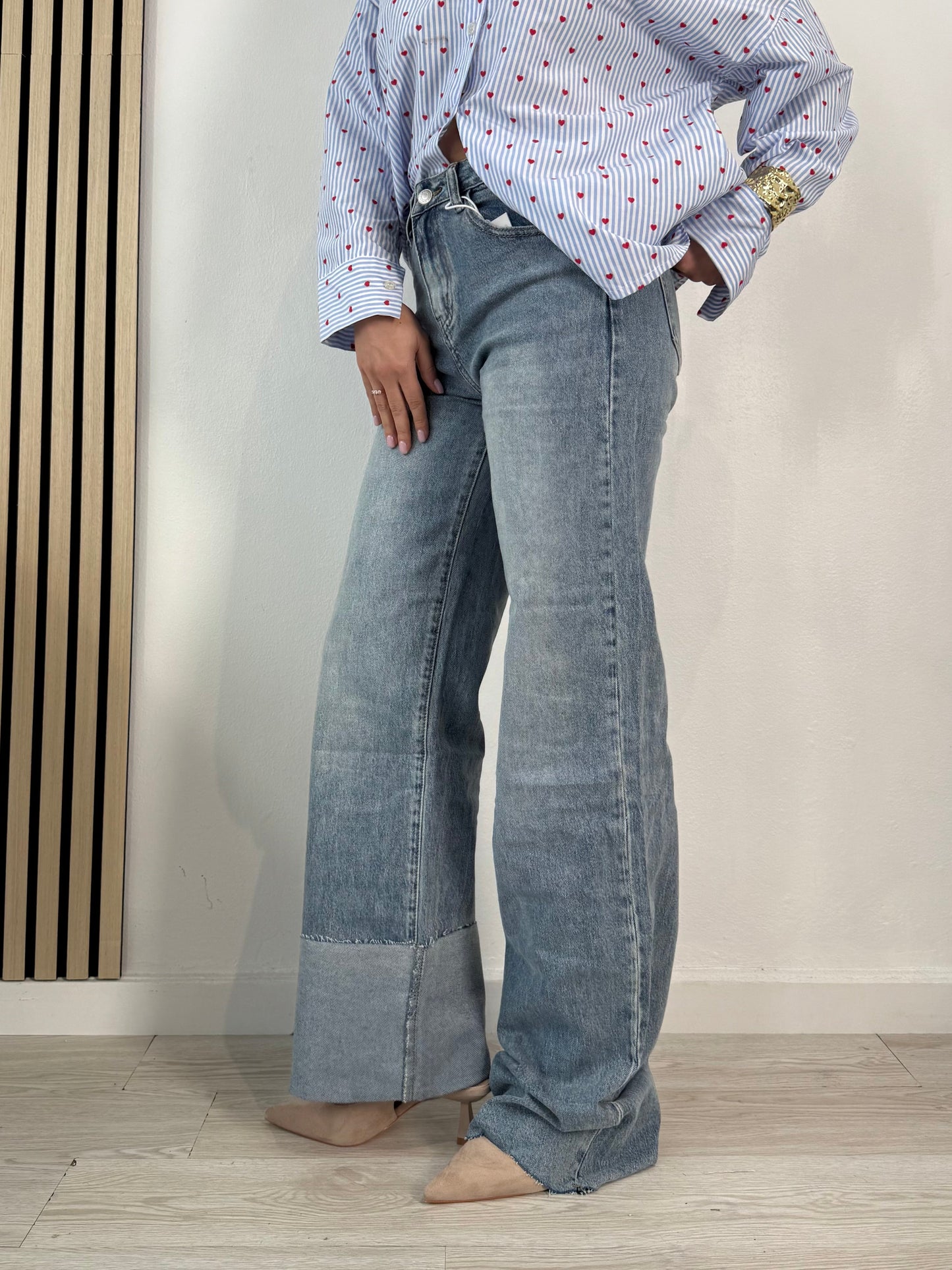 Jeans a pieghe extra lunghi