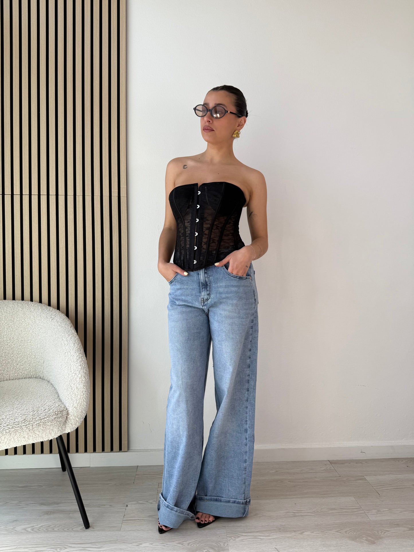 Lace bodice with lacing on the back