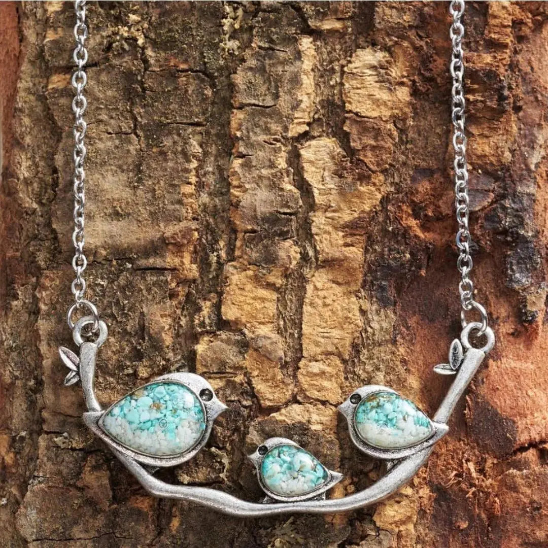 Vintage Necklace with Silver Birds
