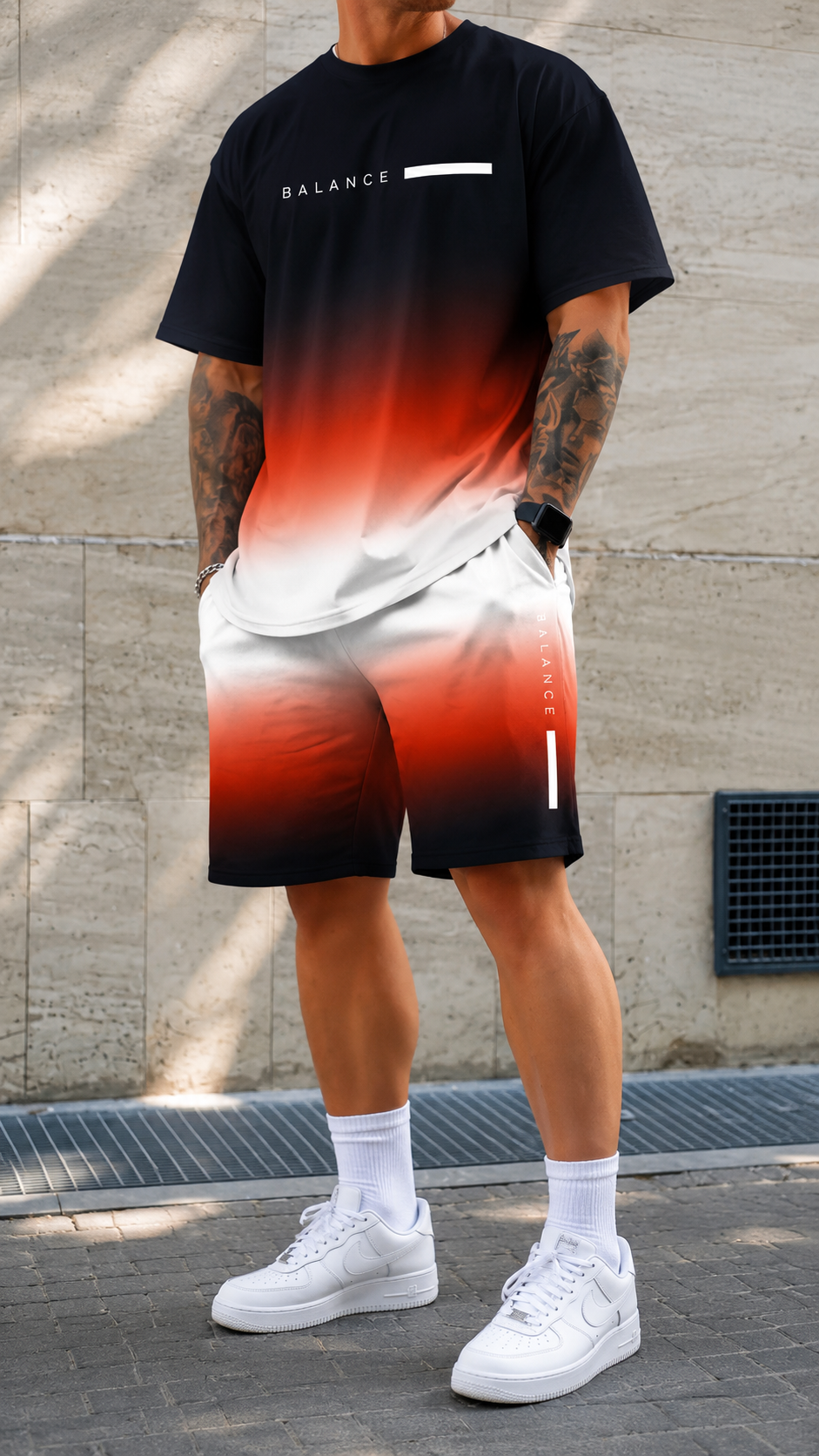 Varel | Completo Estivo Uomo Sfumato – T-Shirt e Pantaloncini Coordinati