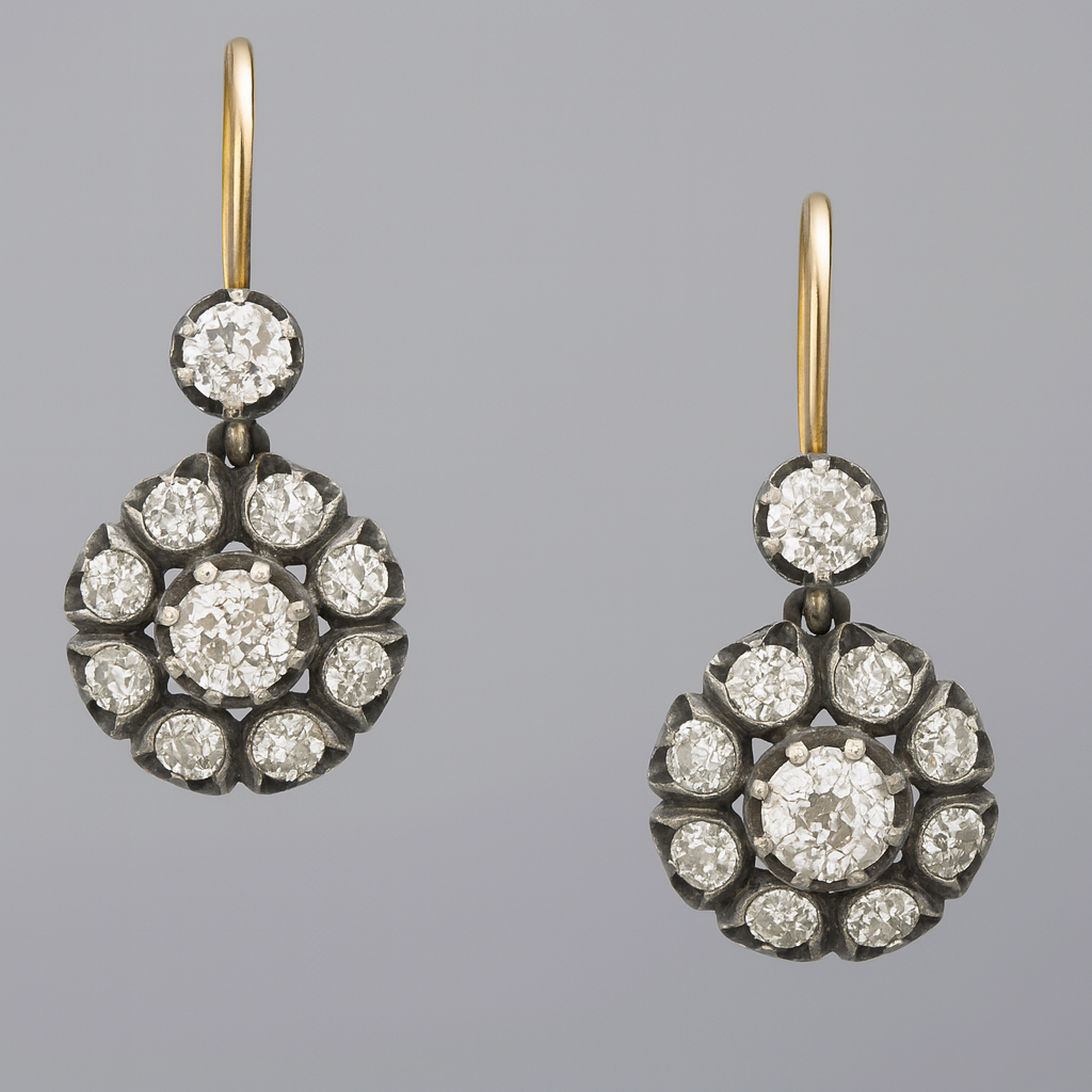Vintage Dangle Earrings with Precious Stones
