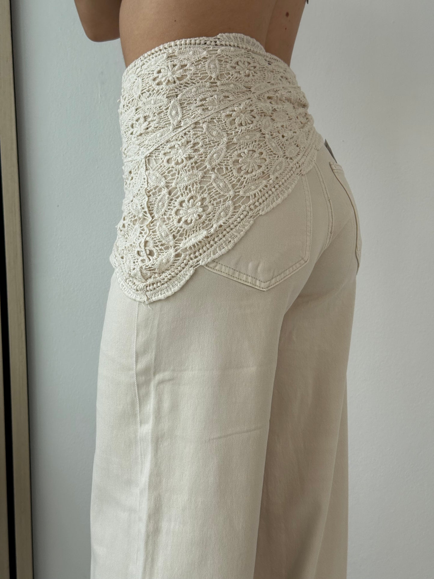 Bandana pizzo beige