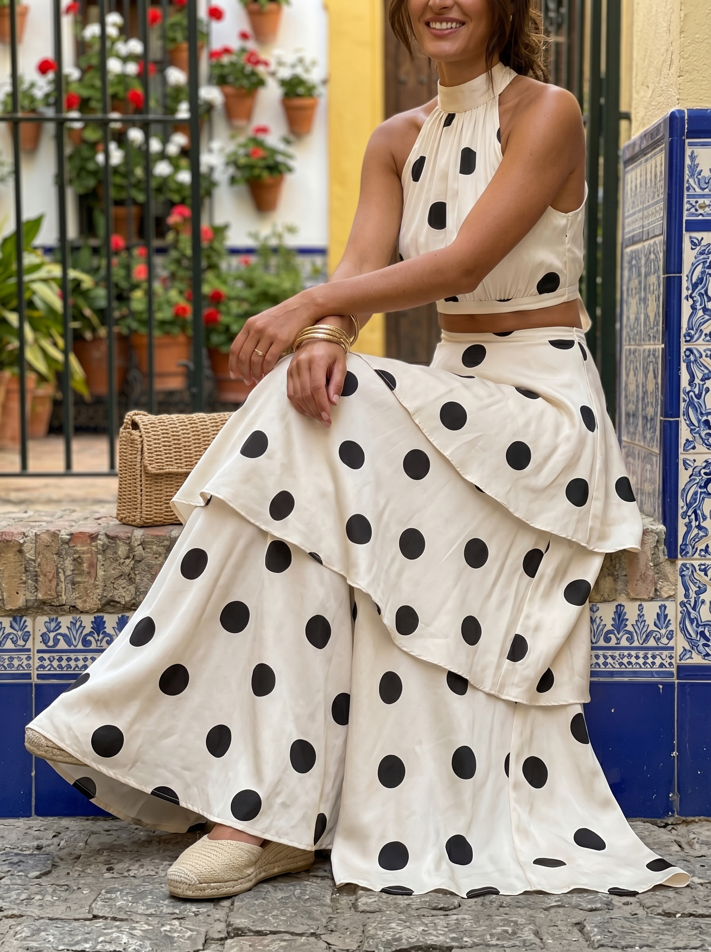 Dalia™ | Coordinato Top e Gonna Lunga a Pois