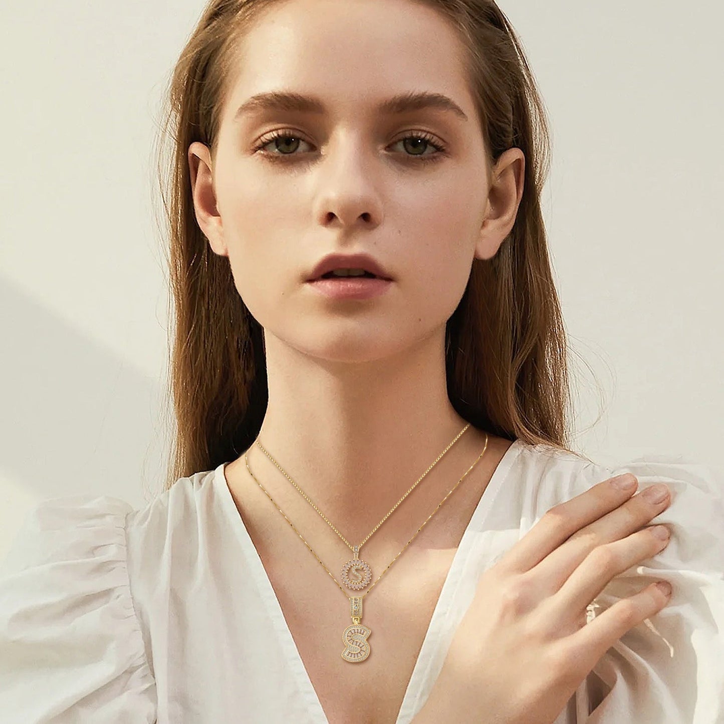 Moissanite Initial Necklace Set
