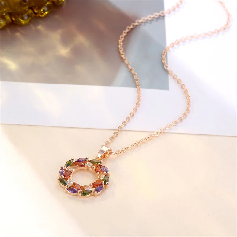 Bright Rainbow Pendant Necklace