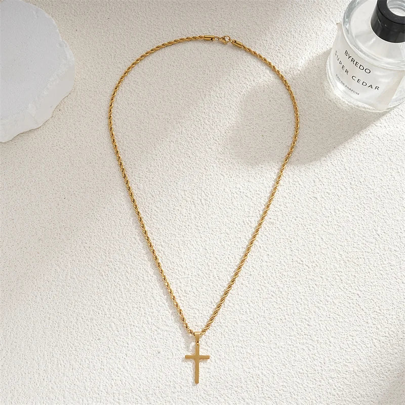 Collana a croce unisex in oro