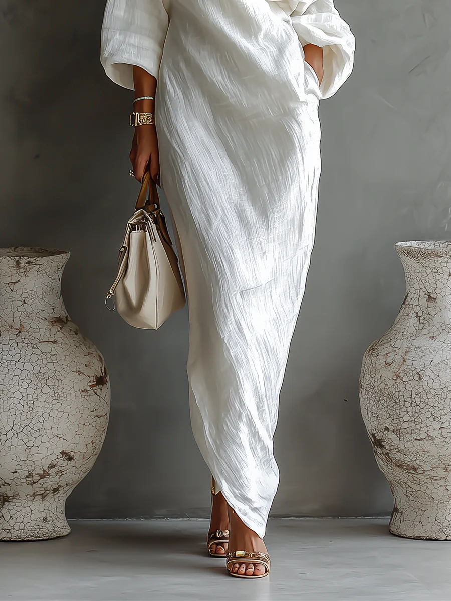 Nerina ❘ Abito maxi monospalla elegante e fluido