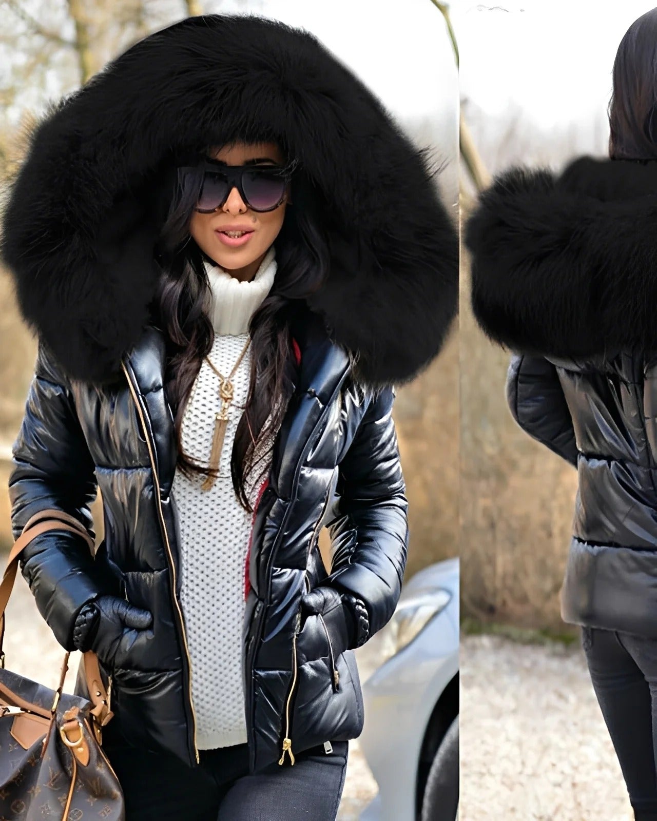 Jessica - Lucente giacca piumino con cappuccio per donne