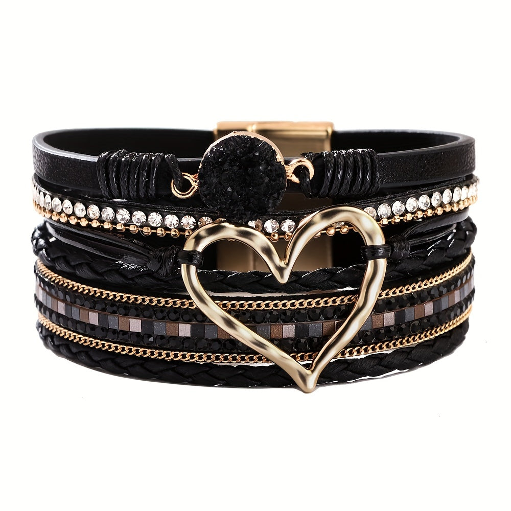 Bracciale in pelle multistrato stile Boho
