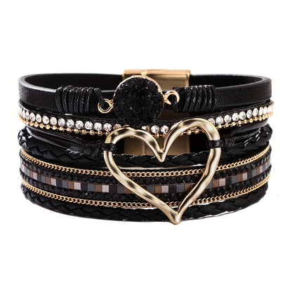 Bracciale in pelle multistrato stile Boho