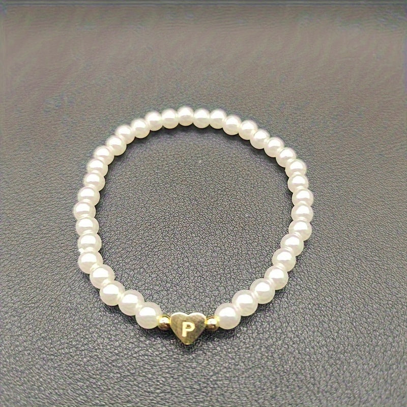 Chic Heart Initial Bracelet (A–Z)