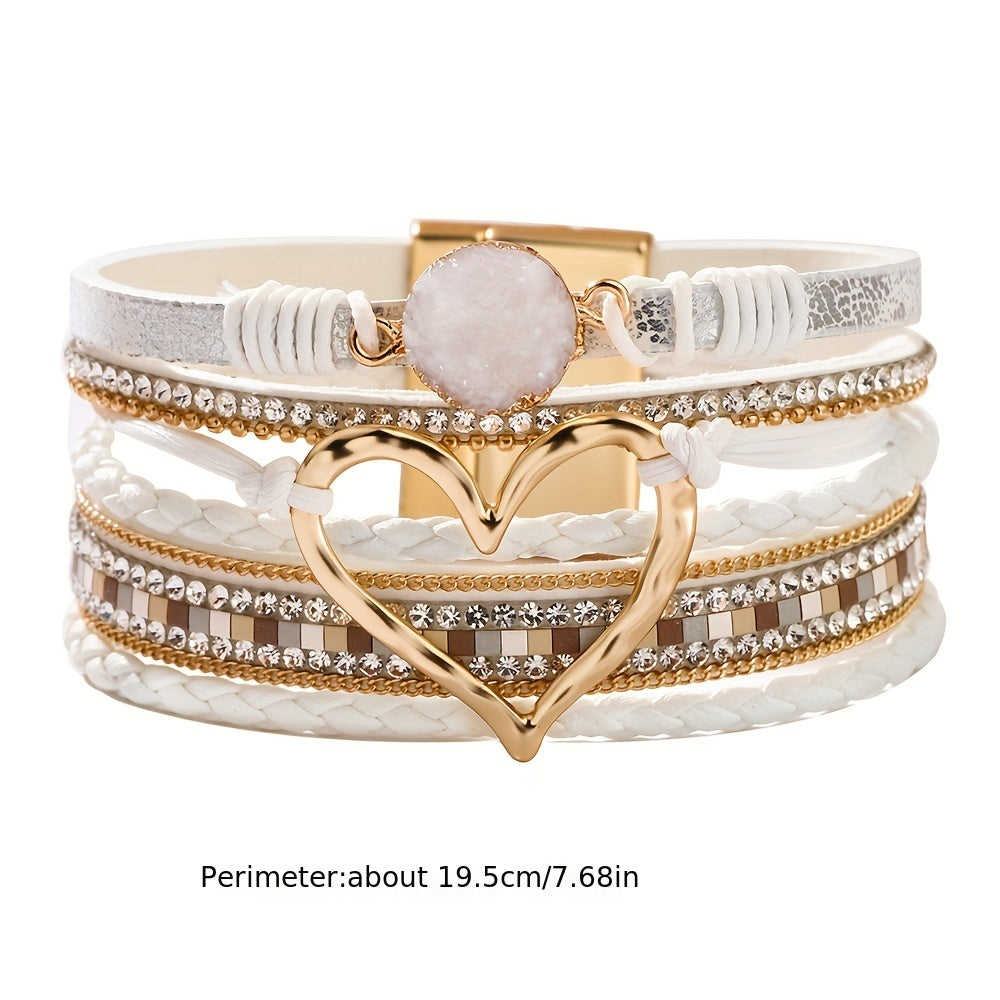 Bracciale in pelle multistrato stile Boho