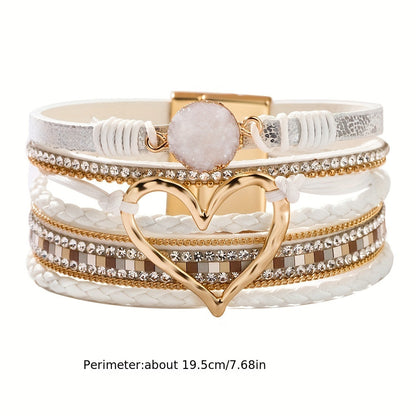 Bracciale in pelle multistrato stile Boho