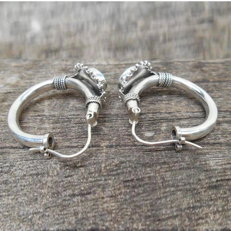 Elegant Sterling Silver Earrings with Turquoise