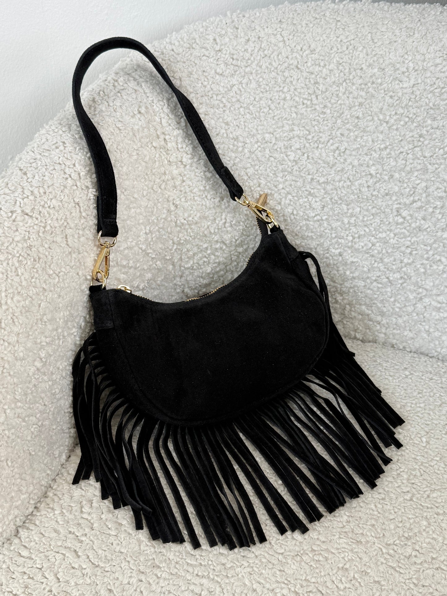 Borsa con frange TREND in vera pelle