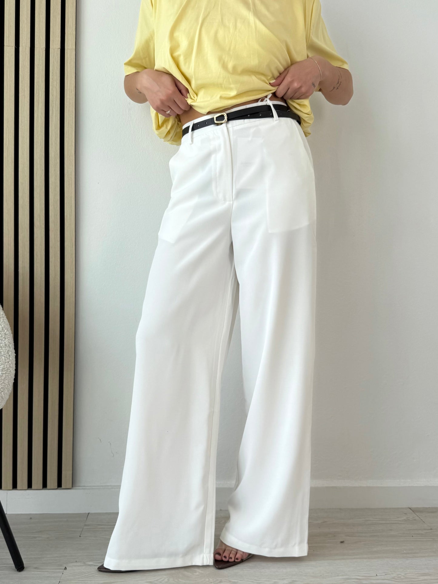 Palazzo trousers with belt