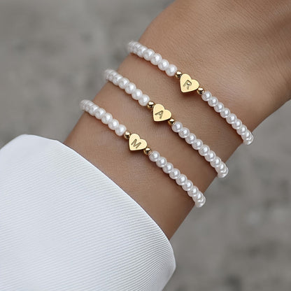 Chic Heart Initial Bracelet (A–Z)