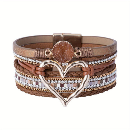 Bracciale in pelle multistrato stile Boho