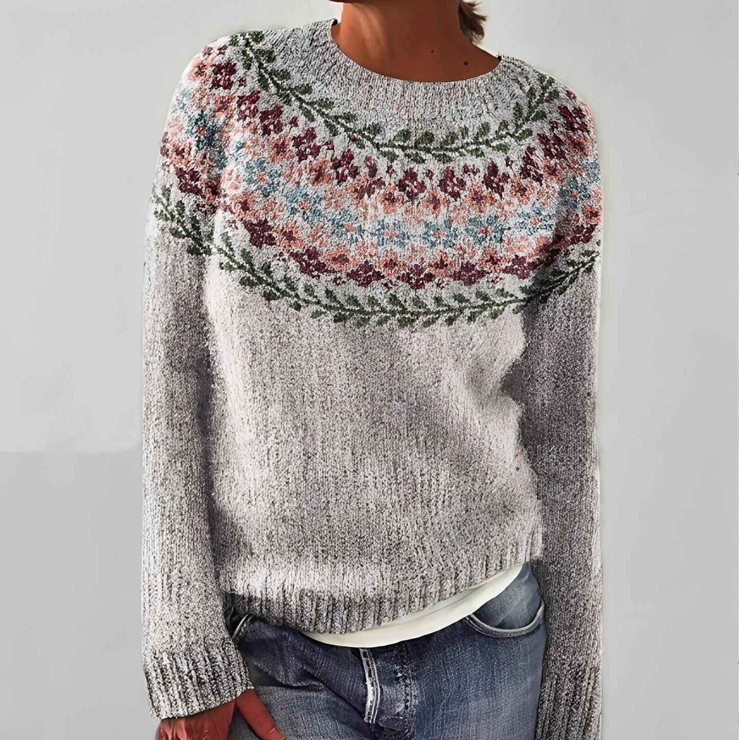 Heather - Classico Maglione a Maglia con Motivo per Donne 