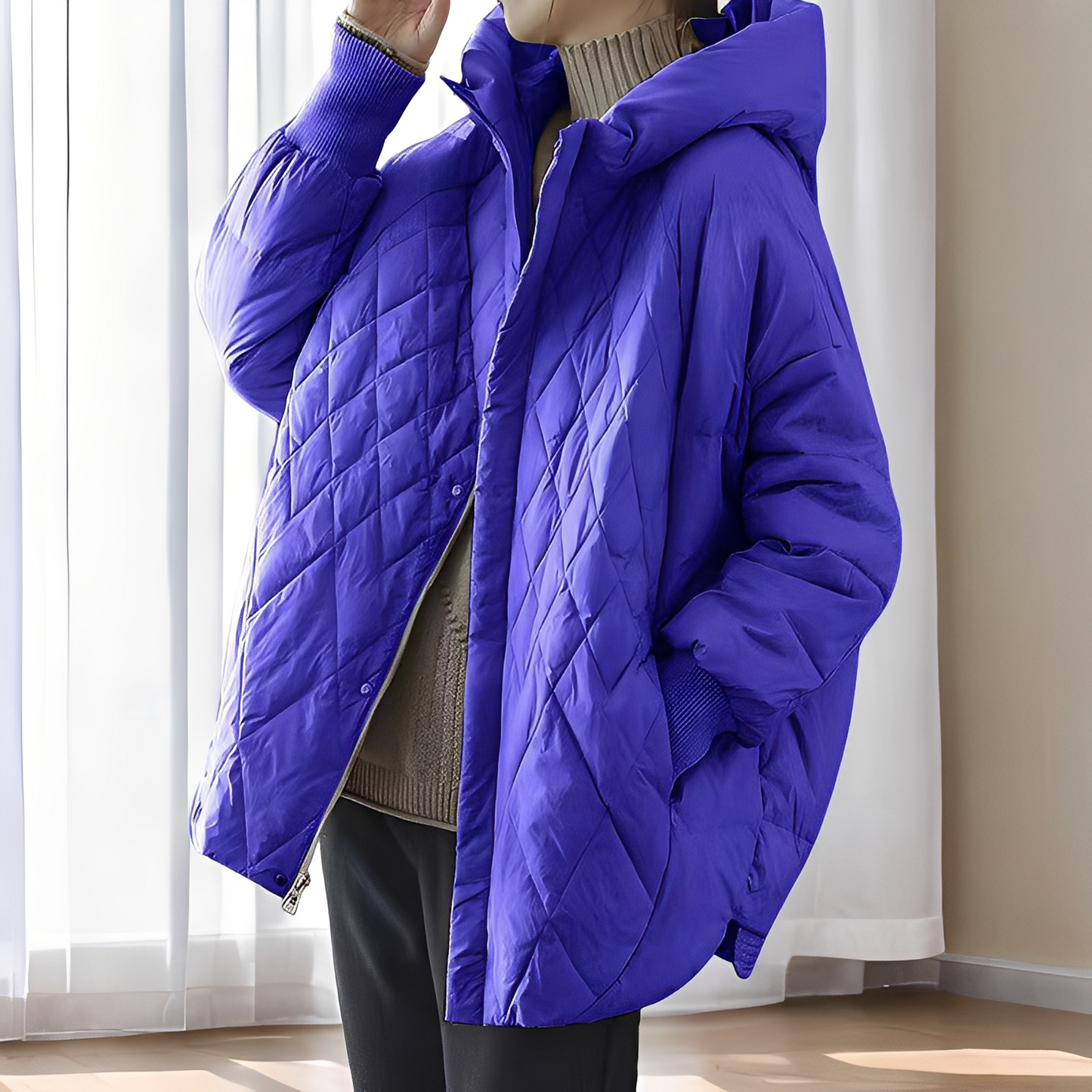 Abigail - Cappotto invernale casual in piuma con cerniera per donne