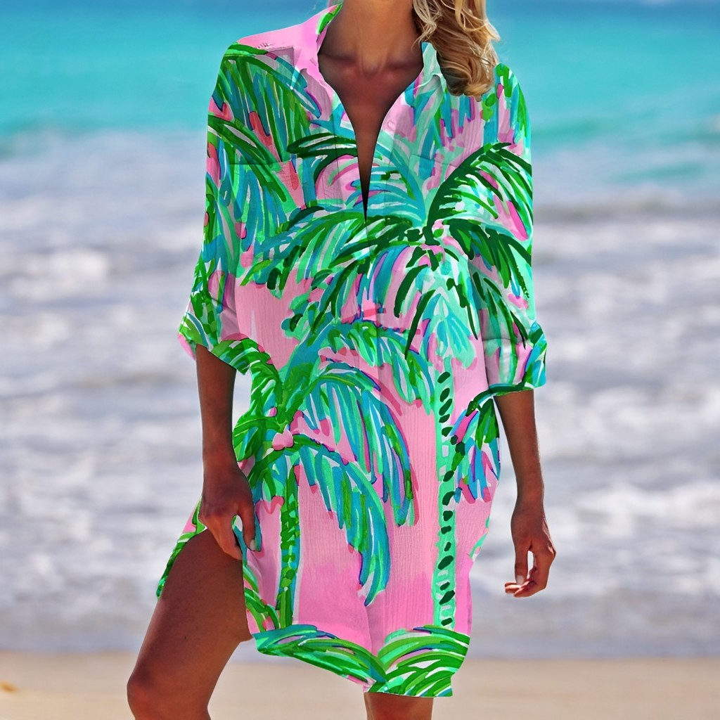 Ariel - Abito camicia da spiaggia morbido per donne 