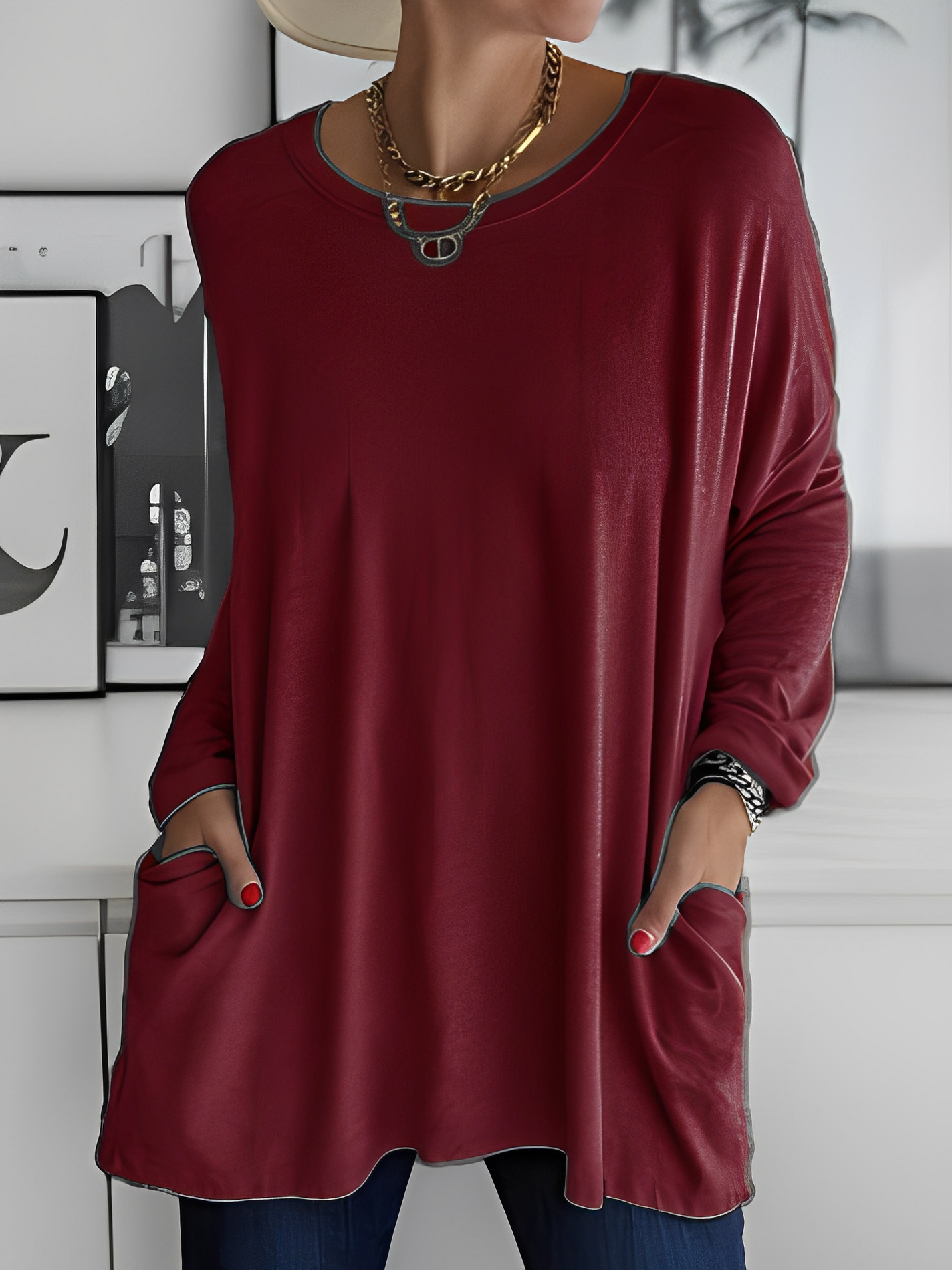 Leola - Maglione casual con tasche per donne 