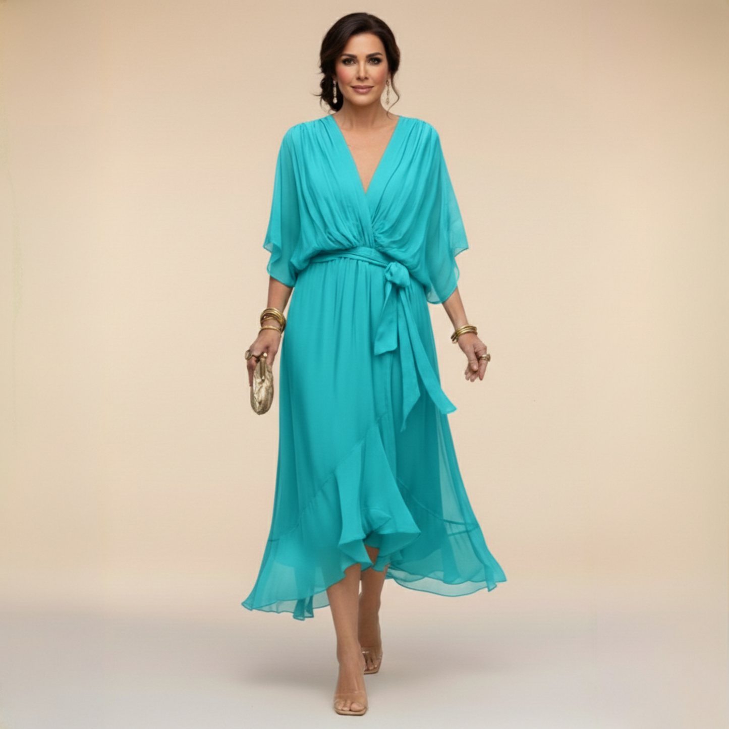 Monica | Abito in chiffon con scollo a V
