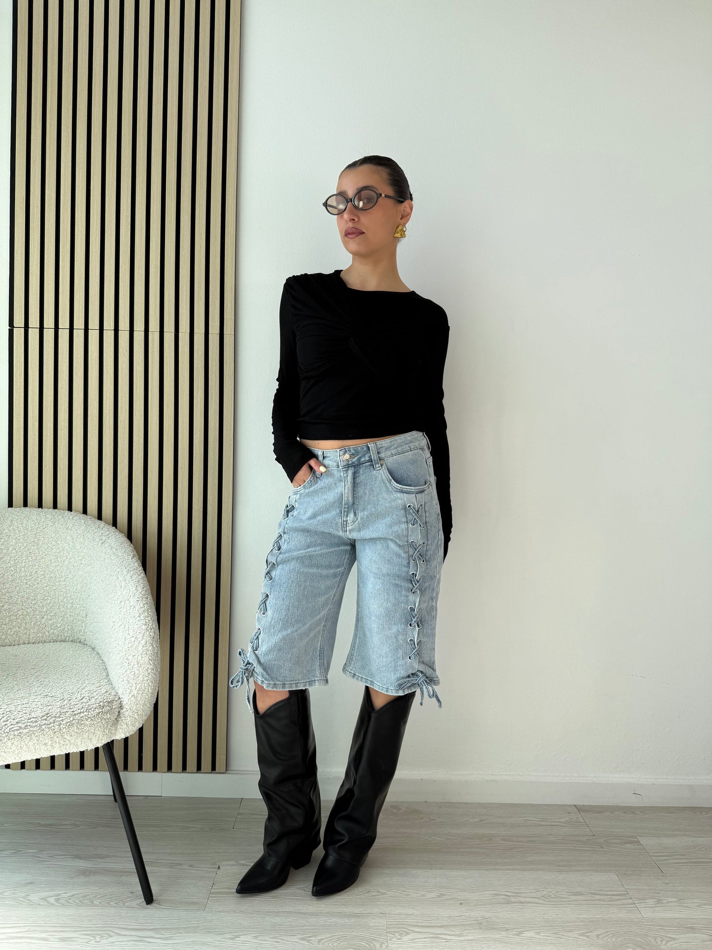 Bermuda di jeans in pizzo
