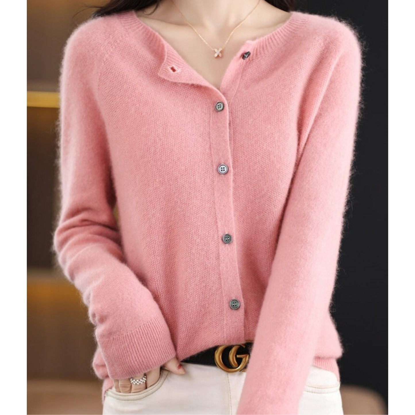 Mariví - Elegante cardigan Collo O in lana