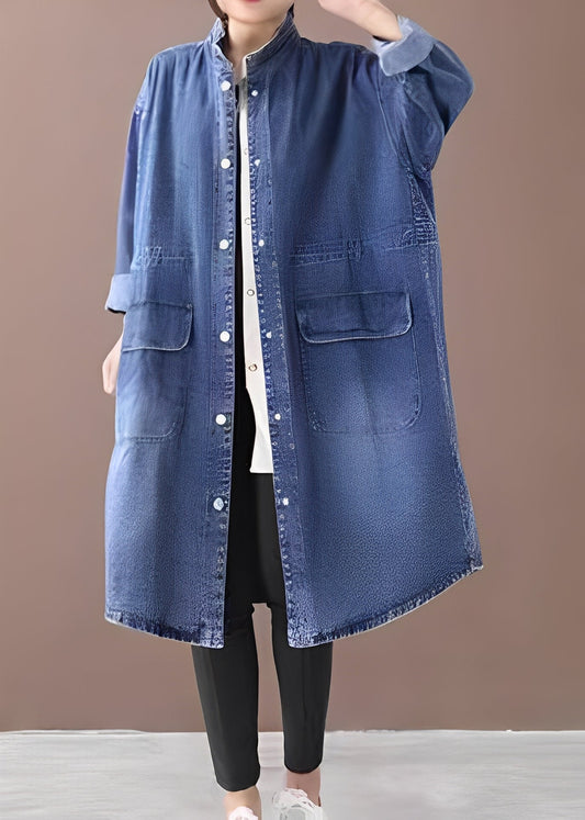 Jacinda - Giacca di jeans oversize con colletto alto per donne