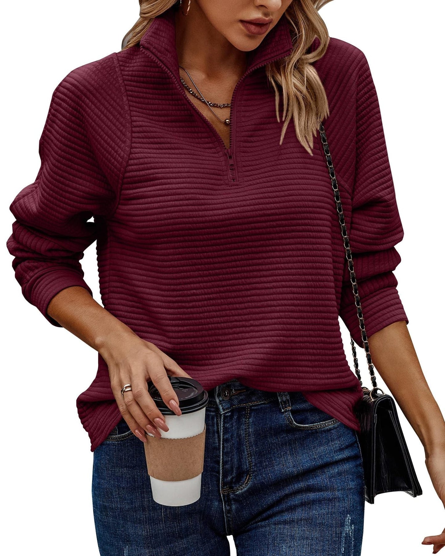 Zinnia - Maglione a coste con zip per donne