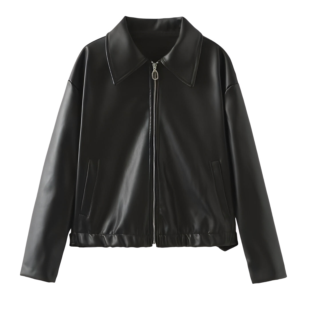 Lesley - Giacca in pelle moderna con cerniera per donne