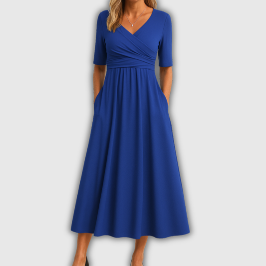 Elira | Abito Midi con Scollo Incrociato e Tasche