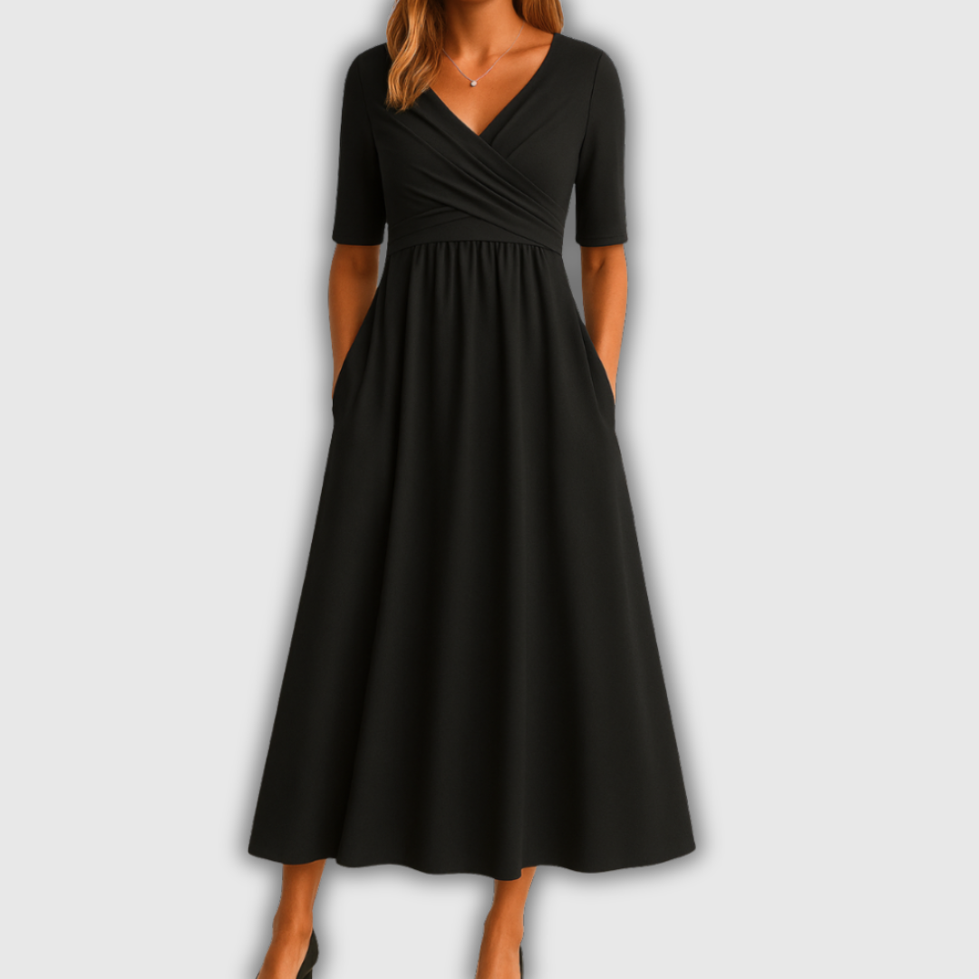 Elira | Abito Midi con Scollo Incrociato e Tasche