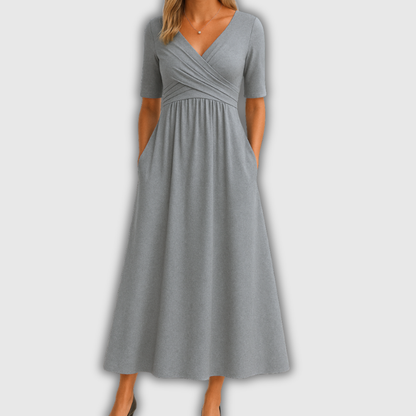 Elira | Abito Midi con Scollo Incrociato e Tasche